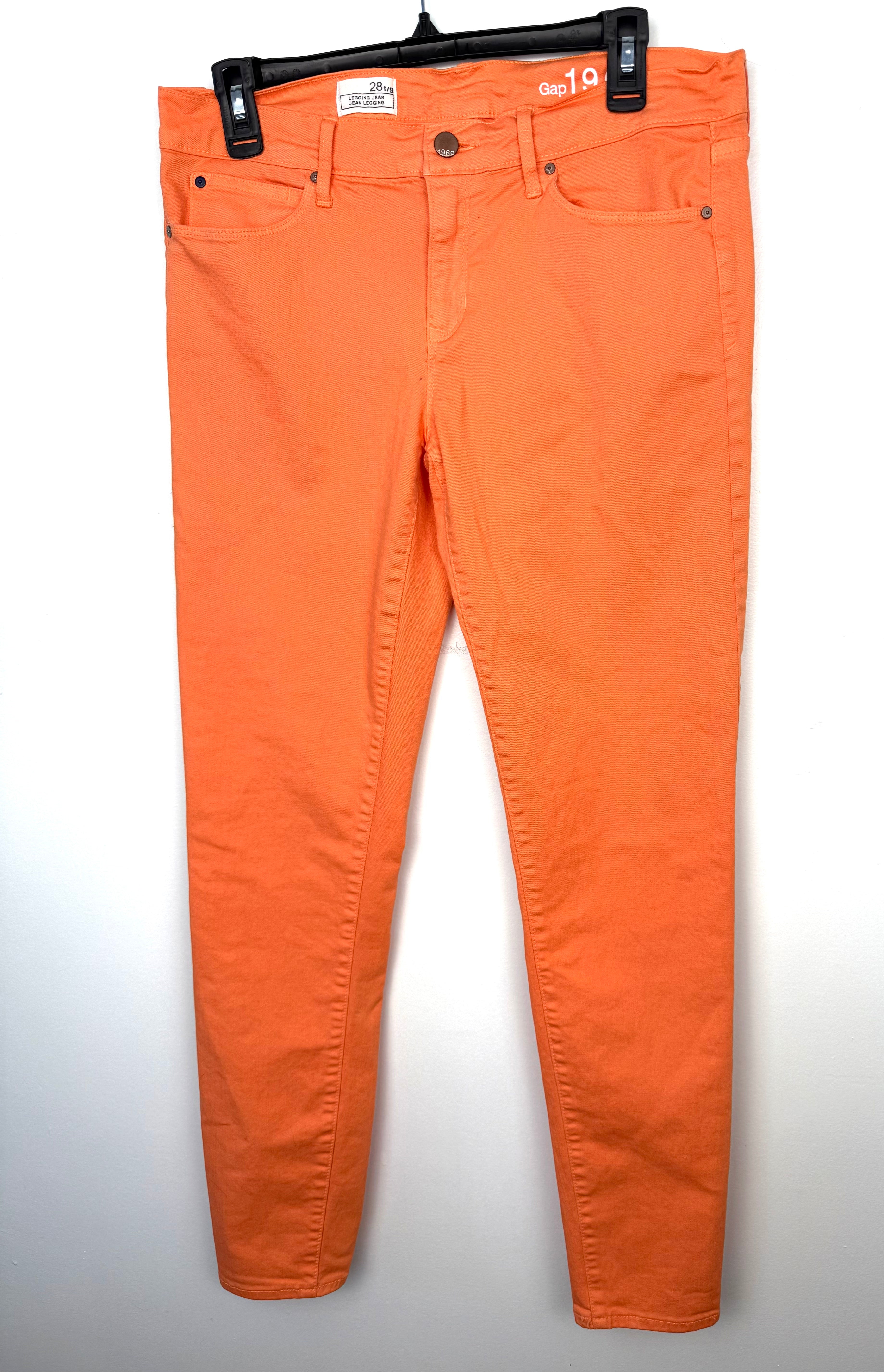 GAP 1969 orange skinny jeans women size 28 mid rise stretch denim on hanger