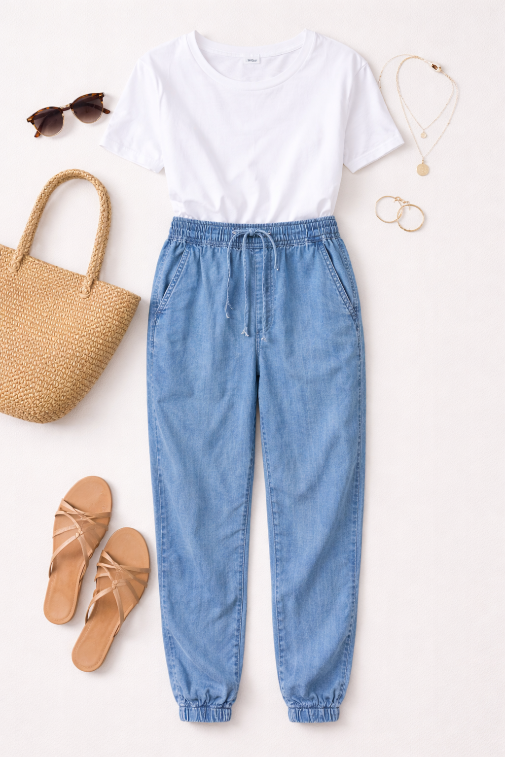 GAP Chambray Denim Jogger Pants | Size S/M at Blue Sparrow Shop on flatlay