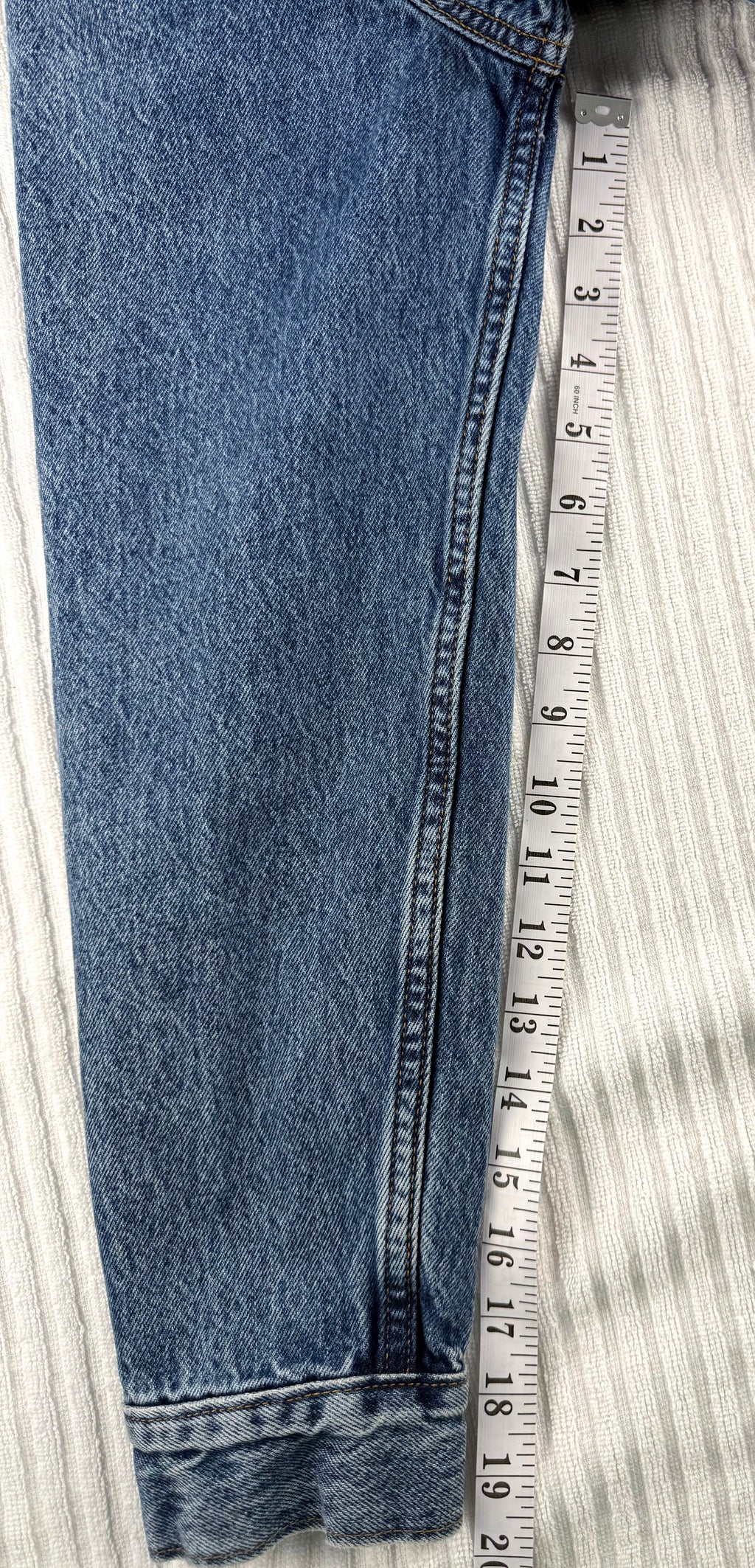 GAP Classic Denim Trucker Jacket | Oversized XS at Blue Sparrow Shop measuring 19" sleeve