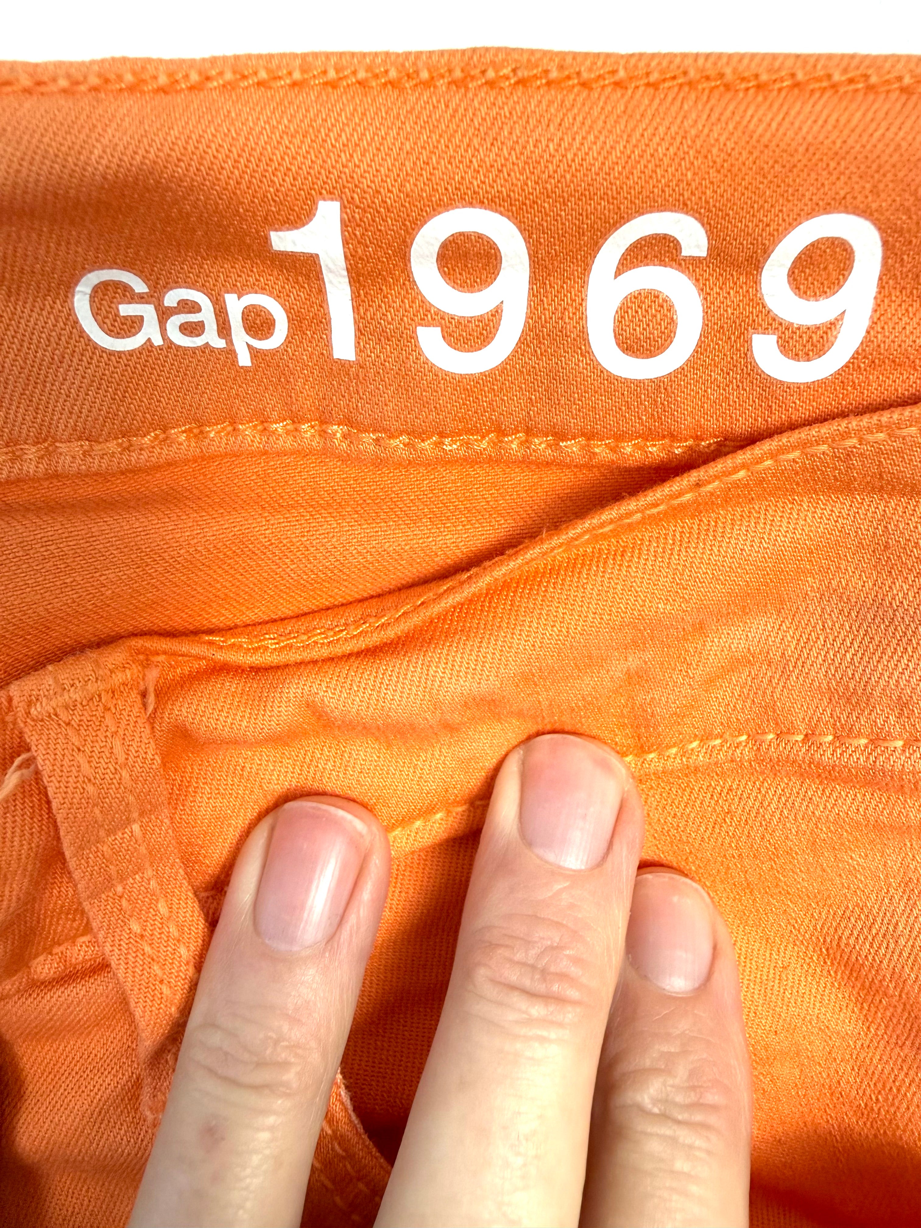 Gap 1969 brand inside  GAP 1969 orange skinny jeans women size 28 mid rise stretch denim