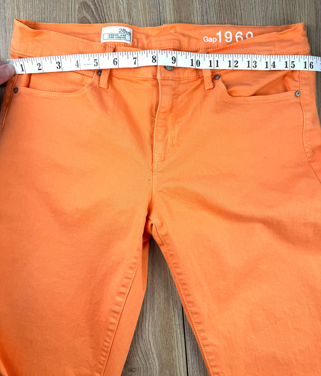 Gap 1969 orange jean leggings measuring 32" waist 