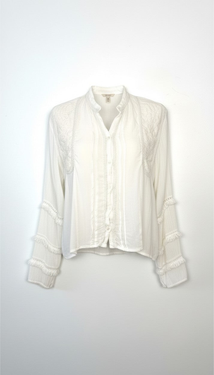 H&M Boho Cropped Peasant Blouse | OverSize S at Blue Sparrow Shop