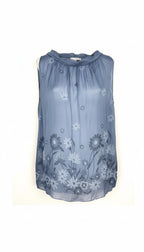 Oasis Collection Silk Blend Embroidered Top | Size M at Blue Sparrow Shop