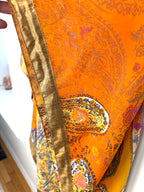 Gold trim on Moroccan style NWT kaftan for resort and beachwear - up close photo of trim at hem
