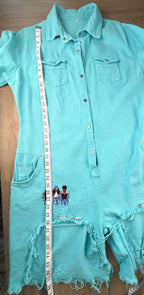 Graphic Streetwear Jumpsuit measuring 38" shoulder to hem