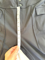 Halara Flared Petite Black Stretch Pants | Size L at Blue Sparrow Shop measuring10" rise