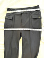 Halara Flared Petite Black Stretch Pants | Size L at Blue Sparrow Shop measuring 32" waist and 36' hips