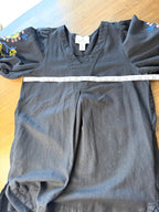 Halston Embroidered Linen Blend Dress at Blue Sparrow Shop measuring 42" bust