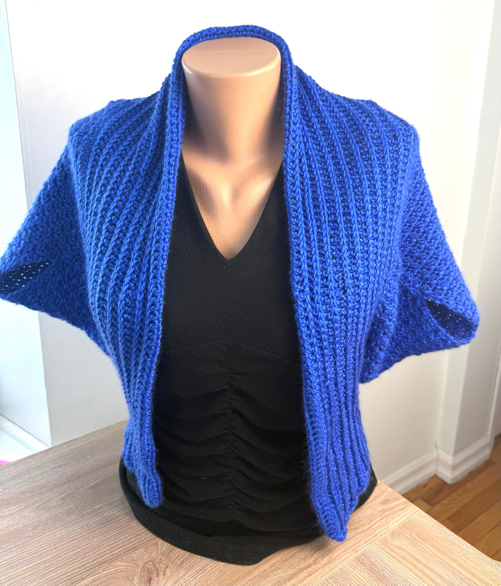 Hand Knit Bolero Convertible Shrug on mannequin 