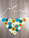 Handmade Cottagegore Crochet Flower Collar or Kerchief  on table