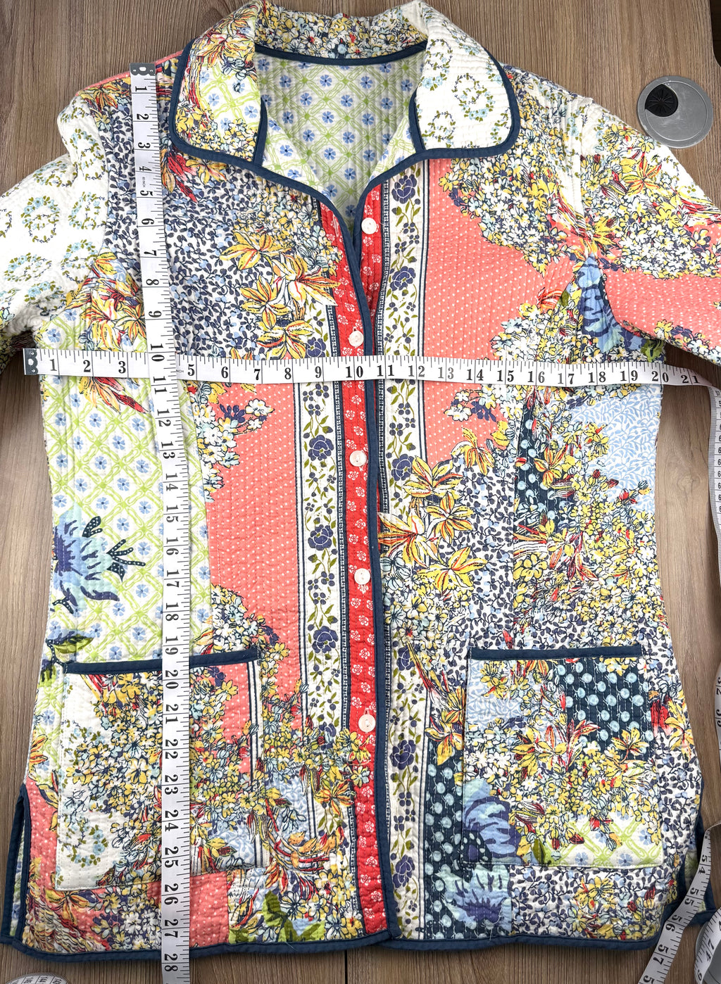 Handmade Reversible Quilted Patchwork Jacket measuring 40" bust and 28" shoulder to hem
