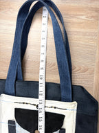 Handmade Upcycled Denim Patchwork Tote Bag  measuring 11" handle drop 