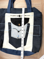 Handmade Upcycled Denim Patchwork Tote Bag  measuring 15.5" deep 