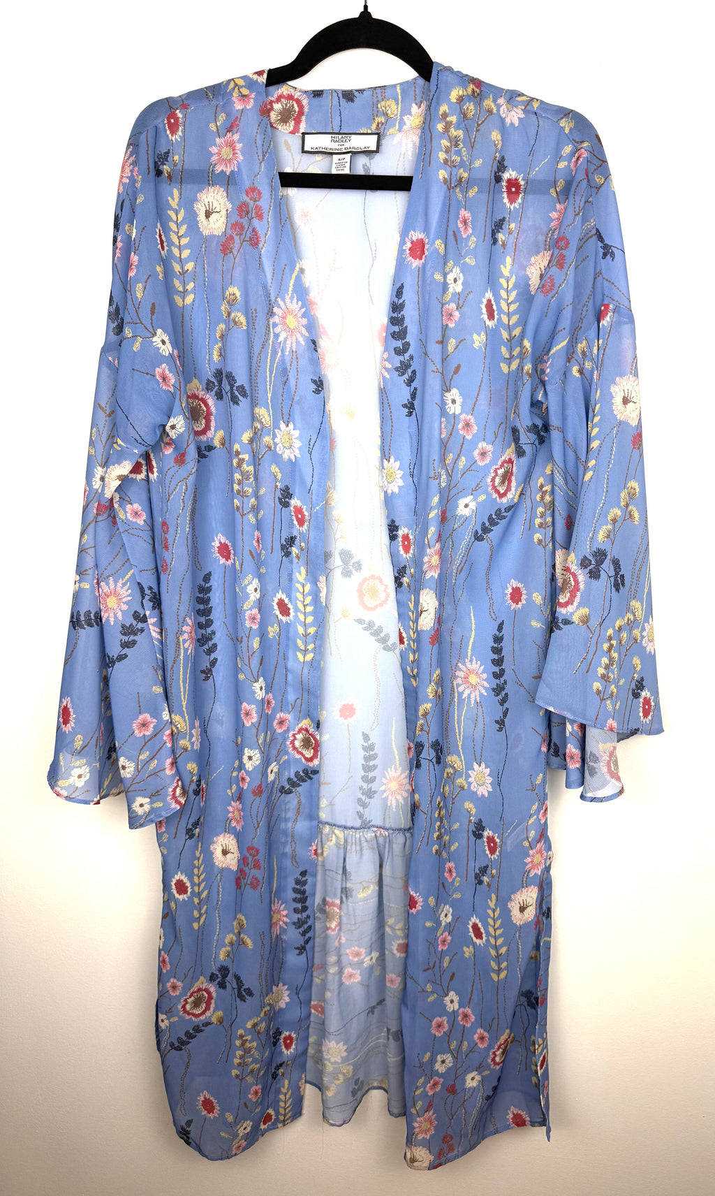 Hilary Radley blue floral kimono | boho duster  on hanger 