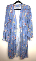 Hilary Radley blue floral kimono | boho duster  on hanger 
