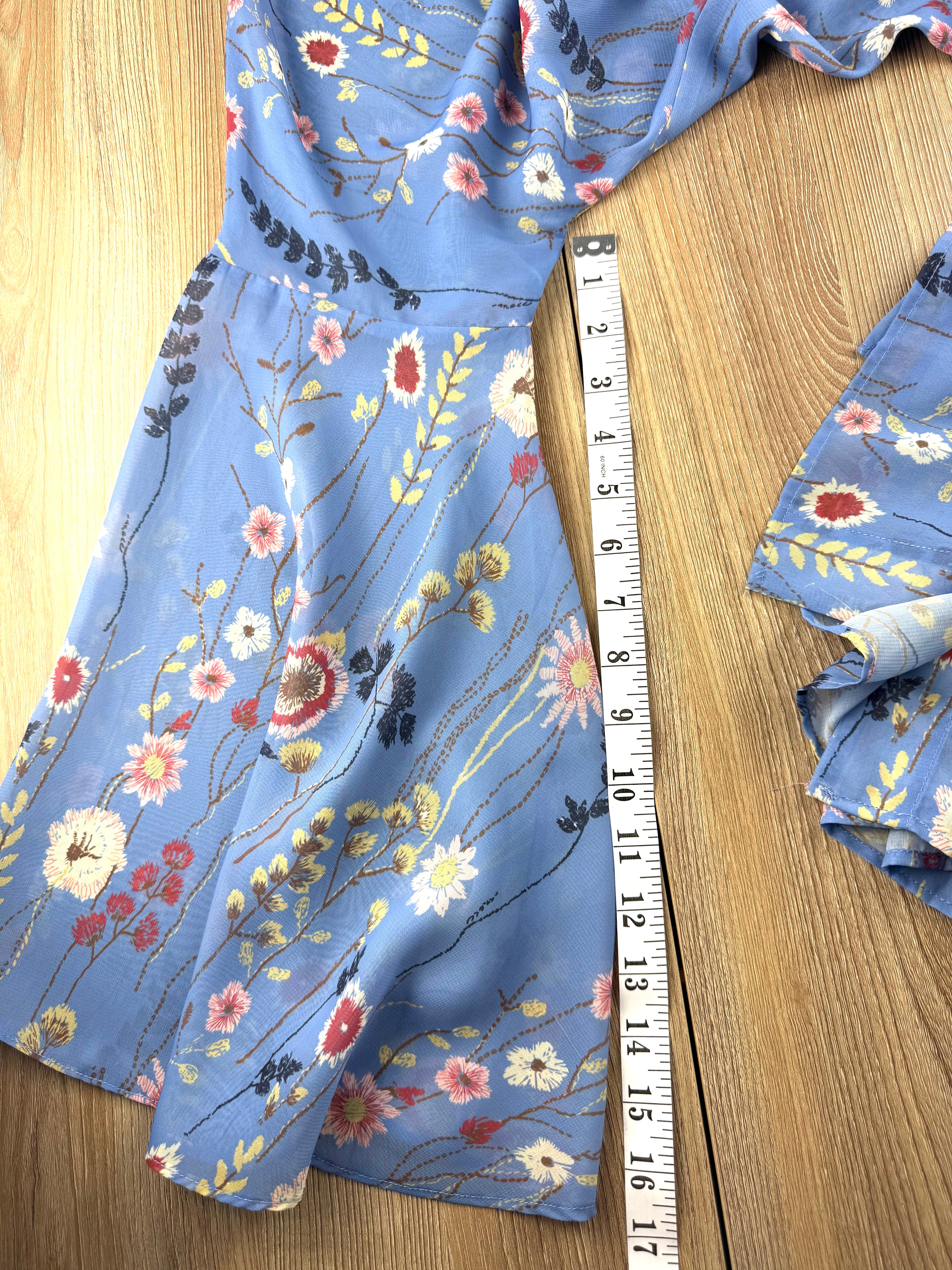 Hilary Radley blue floral kimono | boho duster measuring 17" sleeve