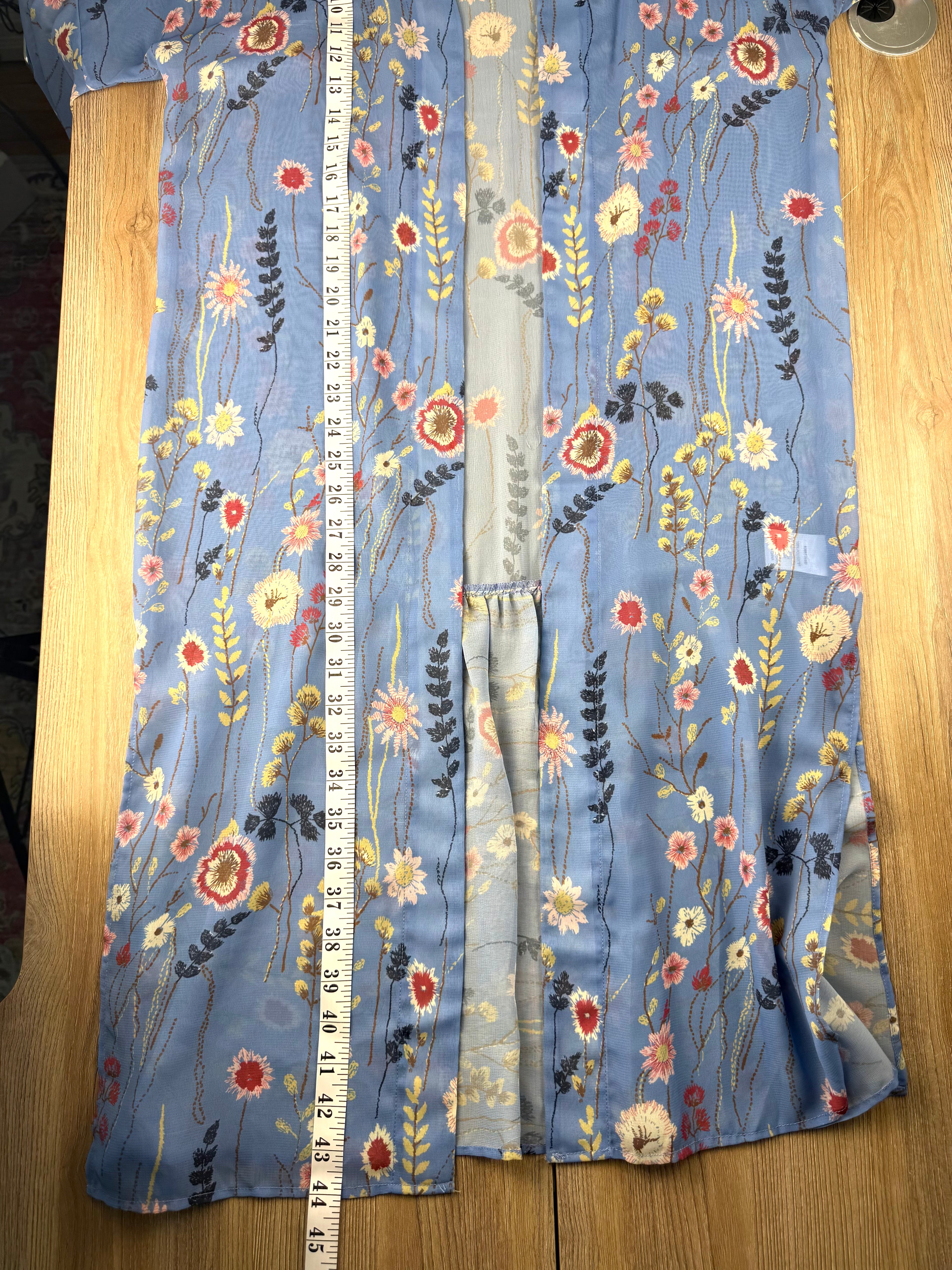 Hilary Radley blue floral kimono | boho duster measuring 44" length