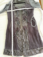 Hypnose Grey Mixed-Media Layered Cardigan | Size S/M measuring 36" bust and 35" length