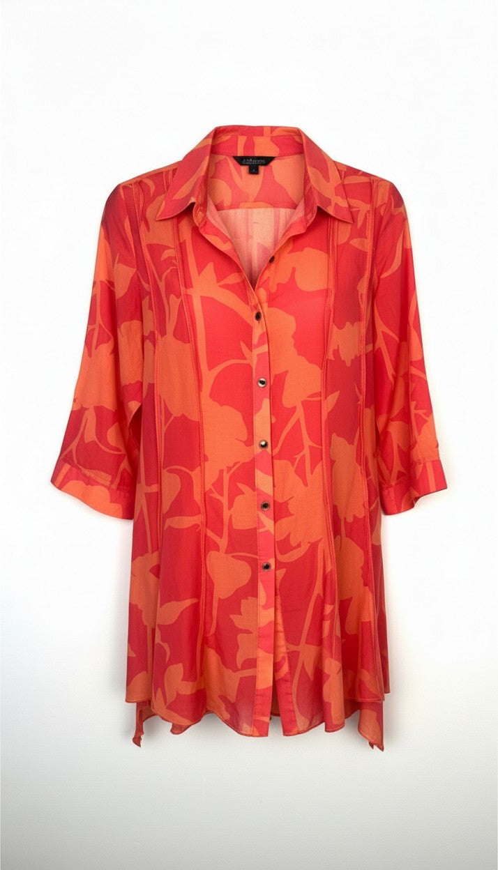 IC_by_Connie_K_Silk_Blend_Blouse_in_coral_and_orange_at Blue Sparrow Shop