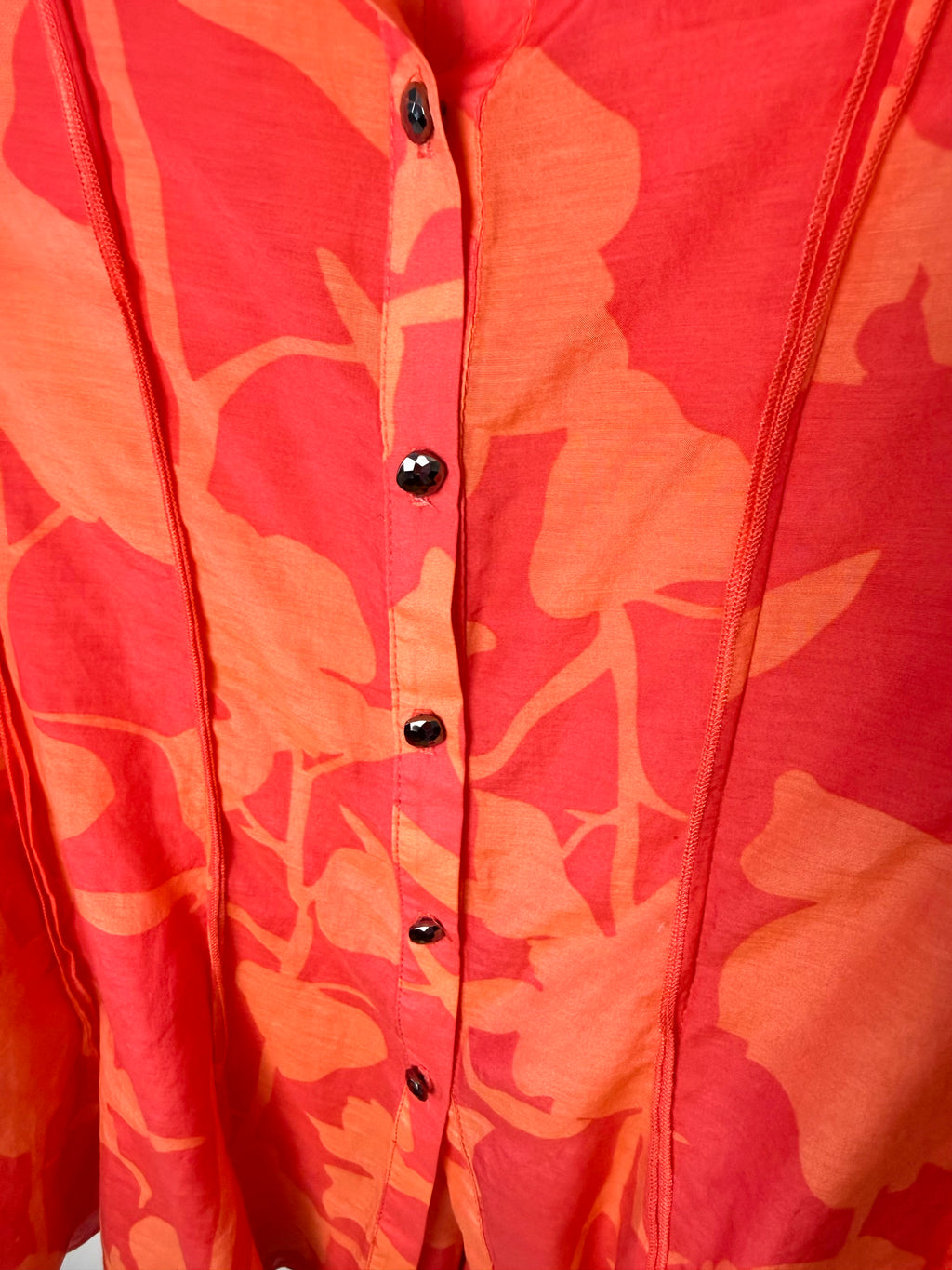 IC by Connie K Silk Blend Blouse in coral and orange front button detail 