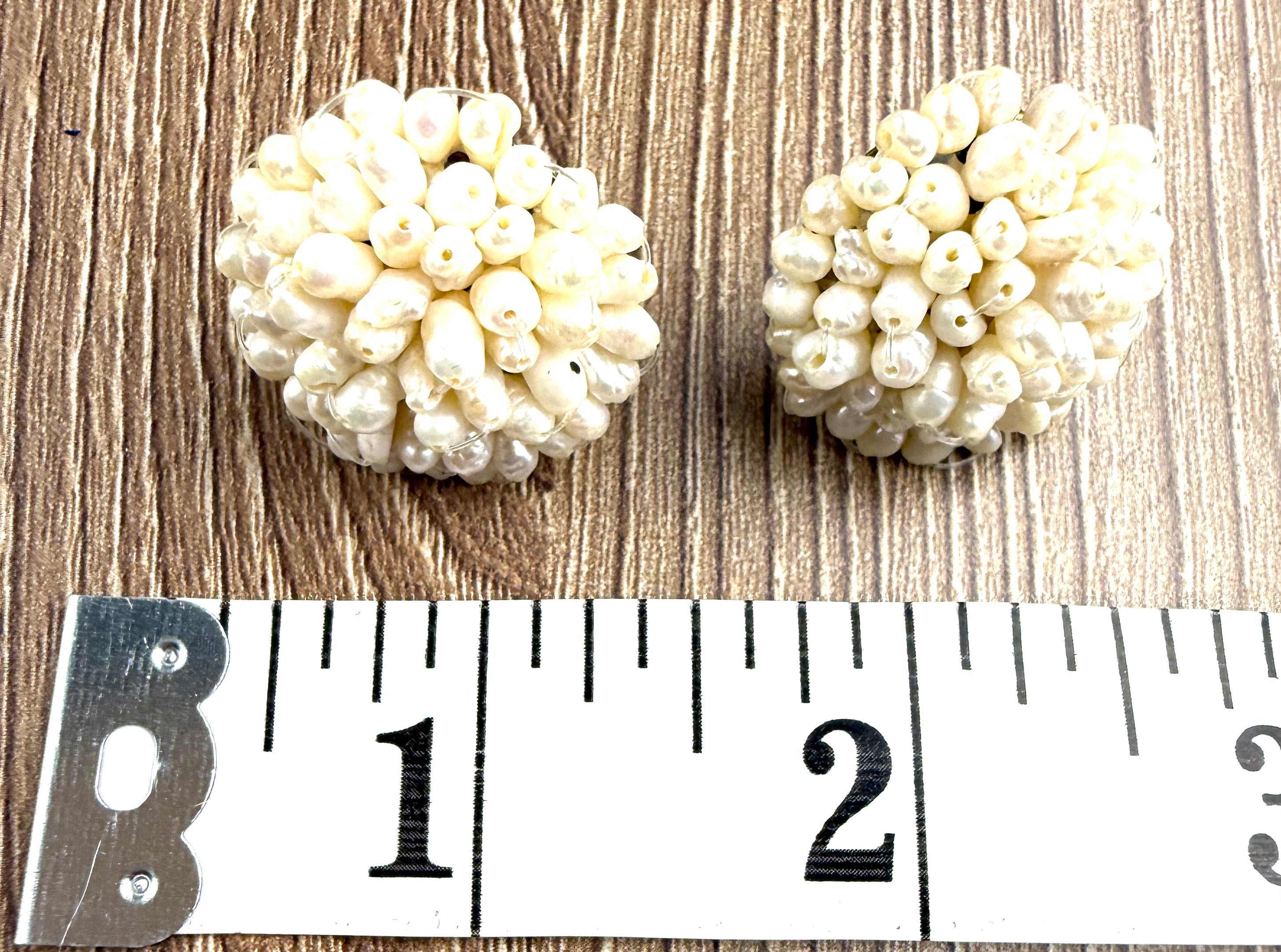 Faux Pearl Cluster Dome Stud Earrings