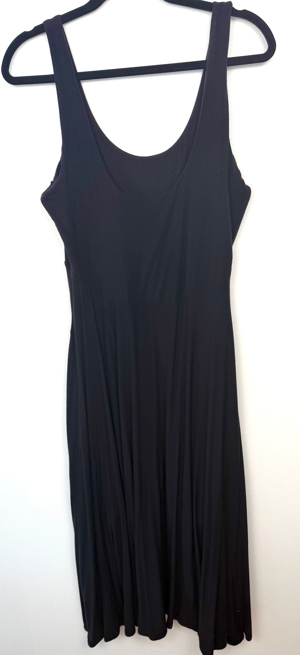 Athleta black maxi dress draped skirt detail modal blend fabric