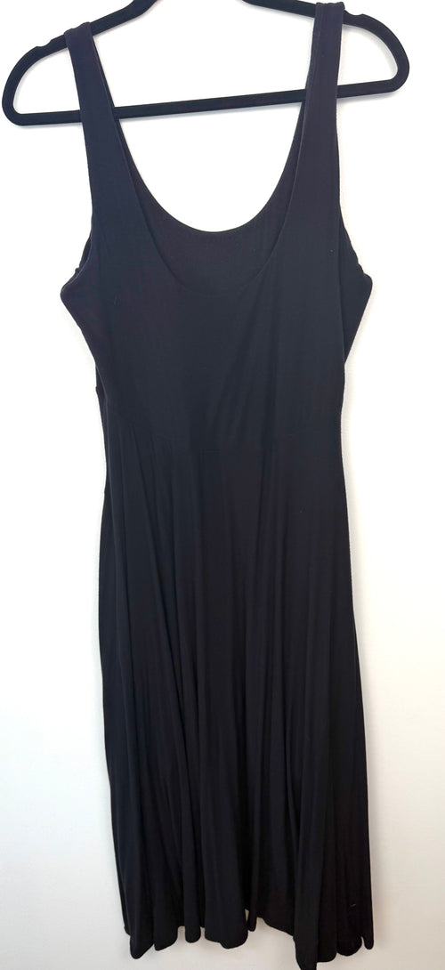 Athleta black maxi dress draped skirt detail modal blend fabric