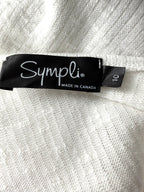 inside label on Sympli Made in Canada White Asymmetrical Tunic Top | Rib Knit Stretch Travel Top