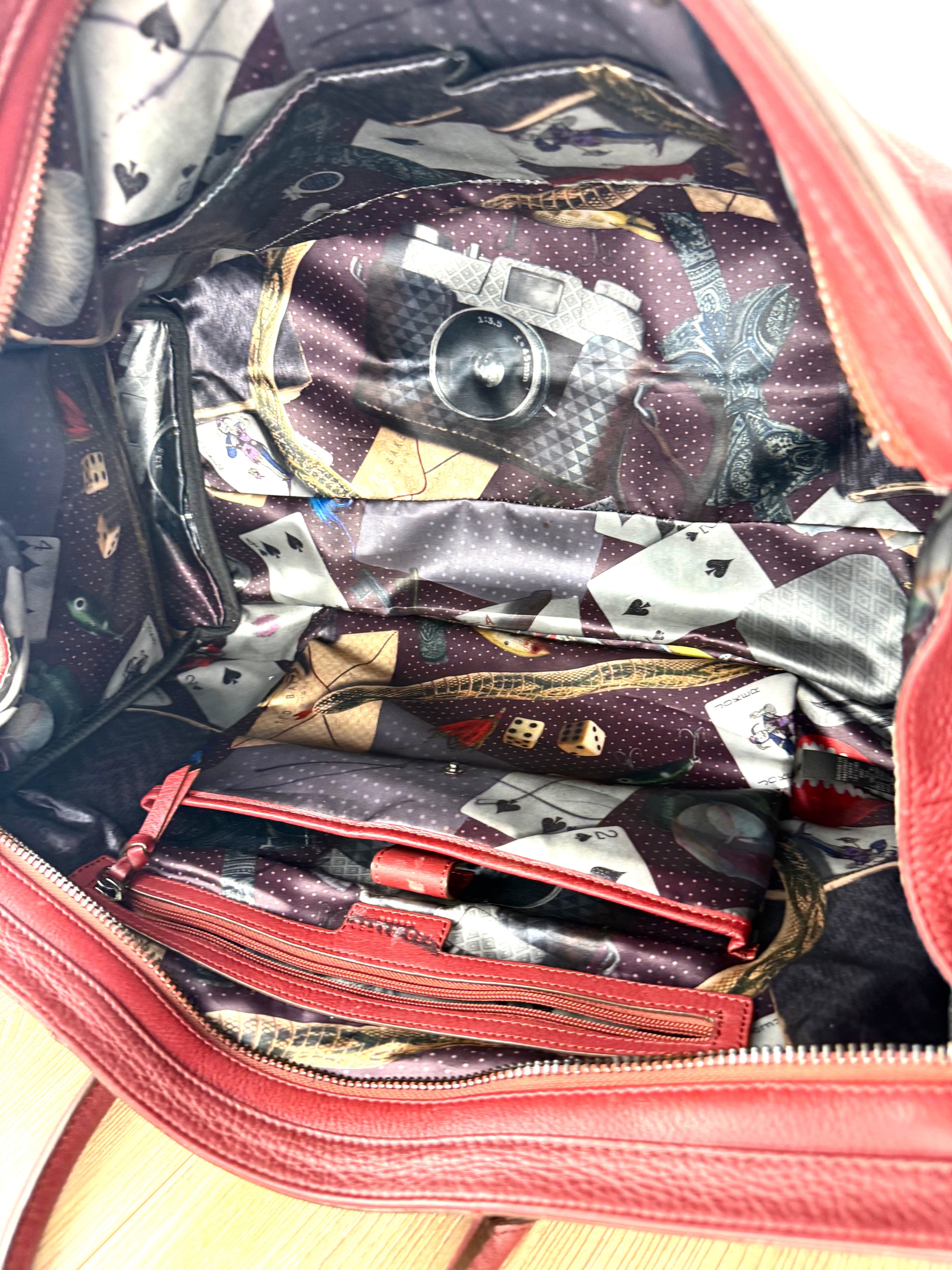 Inside lining of Ted Baker leather duffle bag 