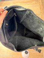inside of Roots Canada Black Pebbled Leather Tote bag 