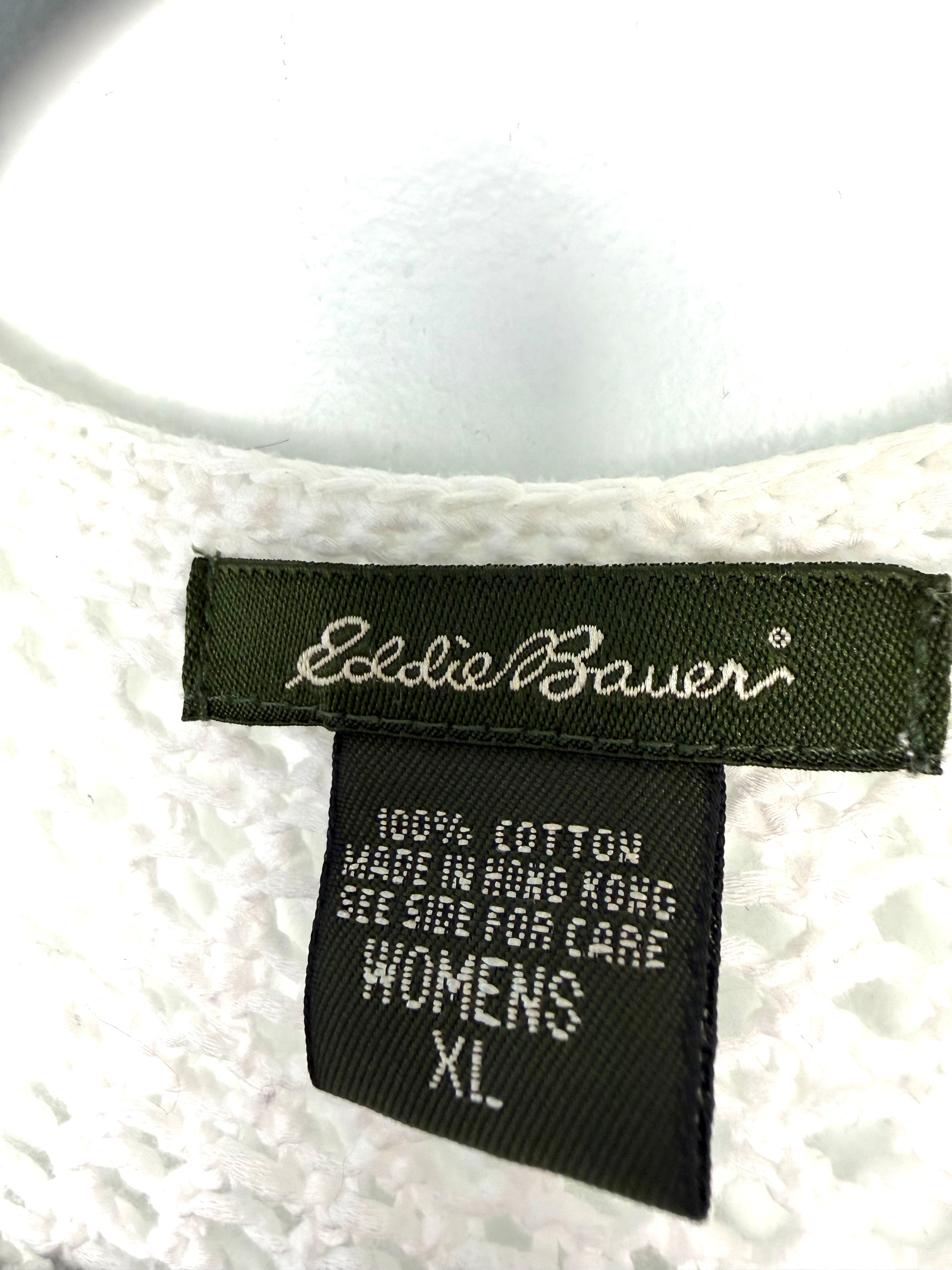 Inside tag on Eddie Bauer 100% cotton cottagecore cardigan 