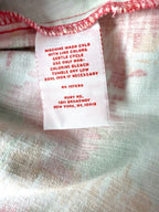 Inside tag on Ruby Red Multi Coloured denim style jacket 