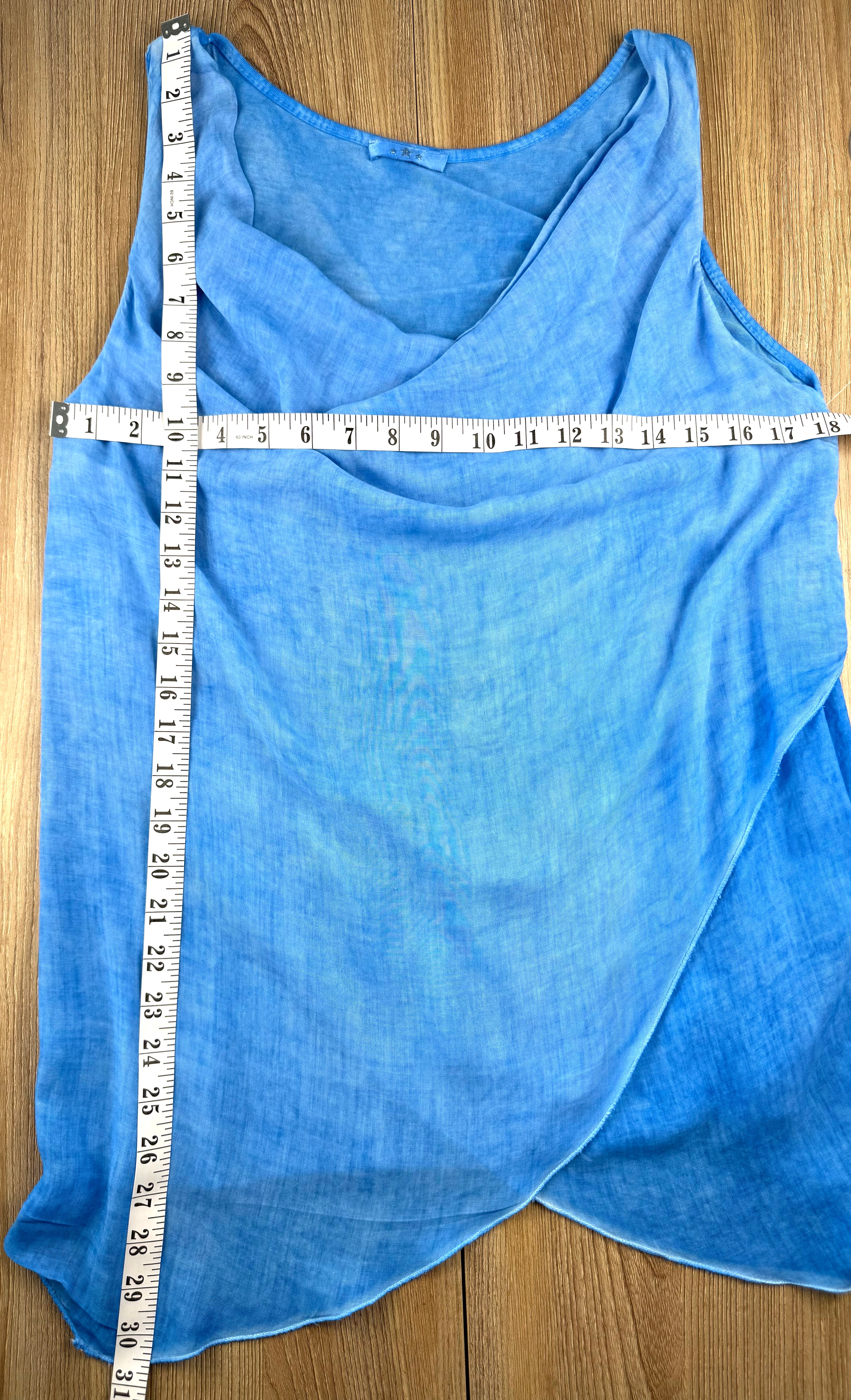 Italian-Made Draped Cowl-Neck Tank measuring 36" buts and approx 31" shoulder to hem 