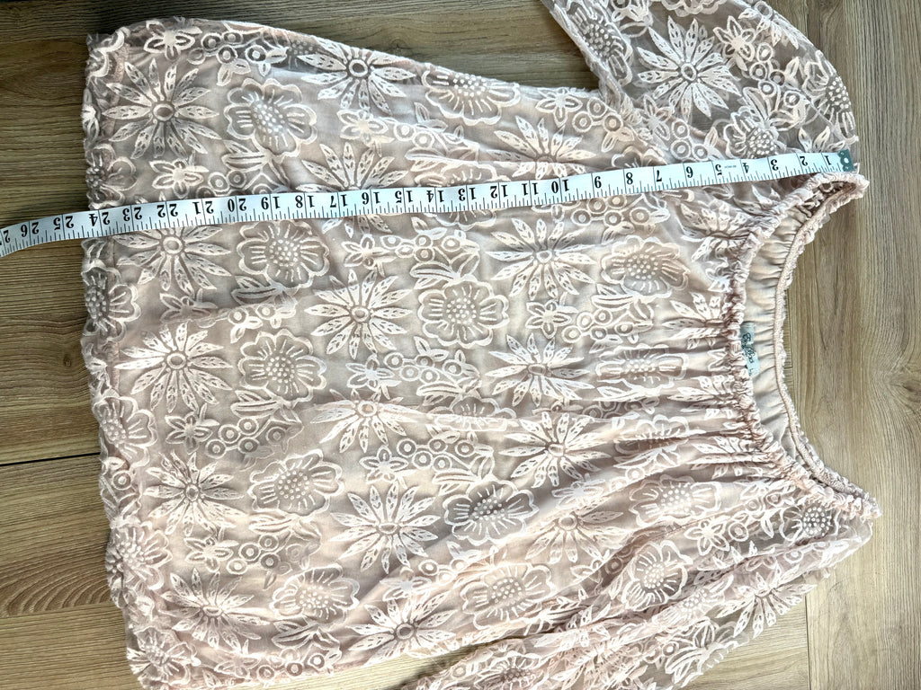 Italian Made feminine romantic top lace overlay measuring 24" from shoulder to hem