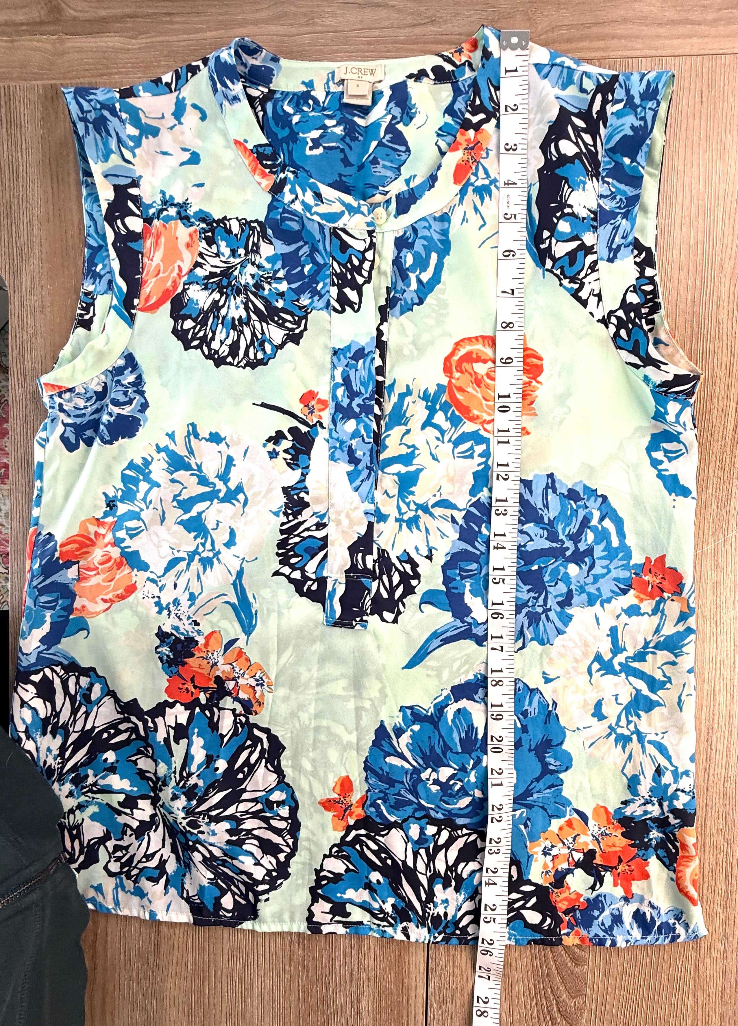 J.Crew floral top sleeveless measuring 26" from shoulder to hem