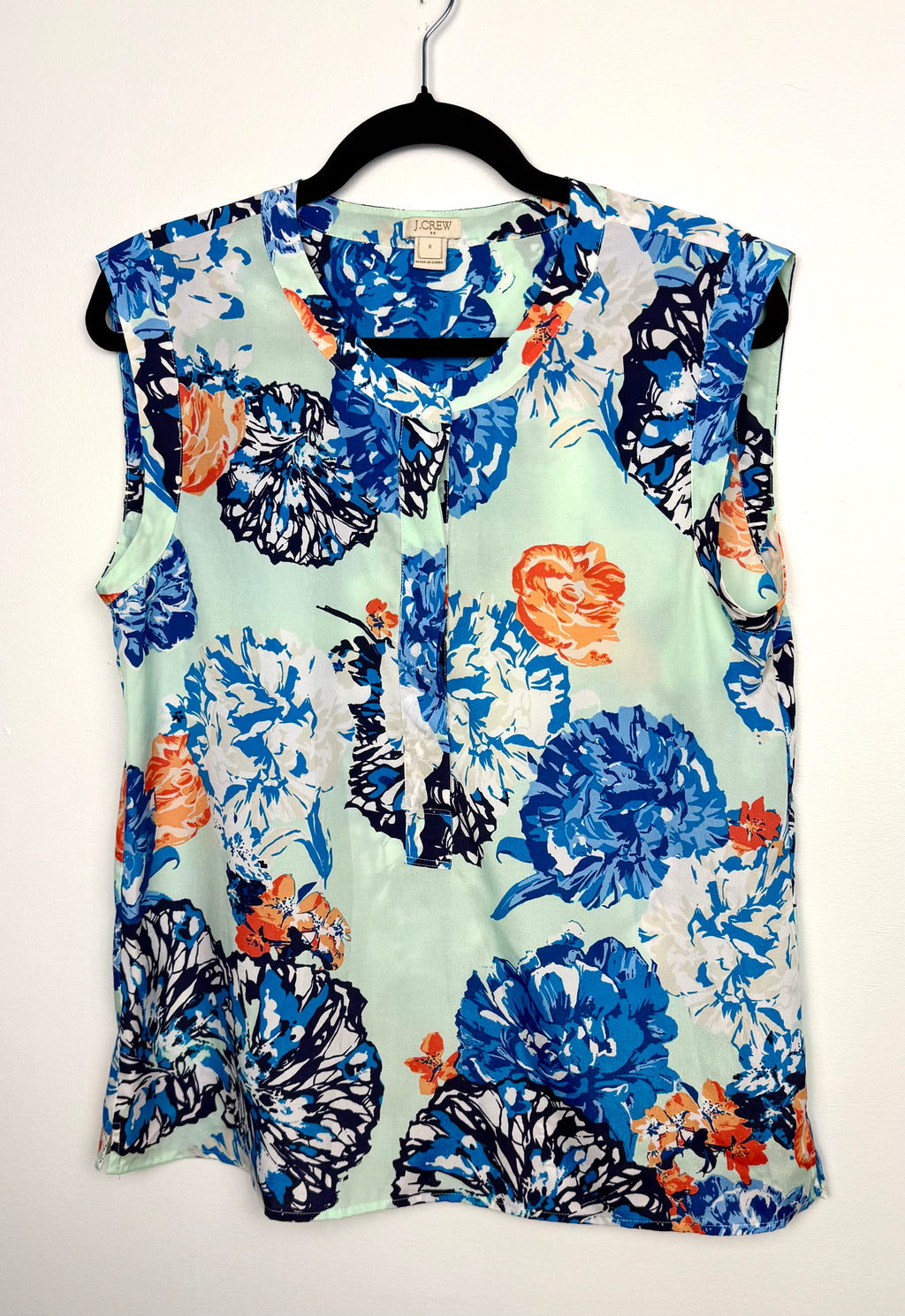 J.Crew sleeveless floral blouse button front detail size 8