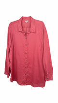 J.Jill 100% Linen Oversized Button-Down Shirt — Washed Rose Pink | Size XL at Blue Sparrow Shop 
