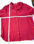 J.Jill 100% Linen Oversized Button-Down Shirt — Washed Rose Pink | Size XL at Blue Sparrow Shop  measuring 50" bust and 29" shoulder to hem 