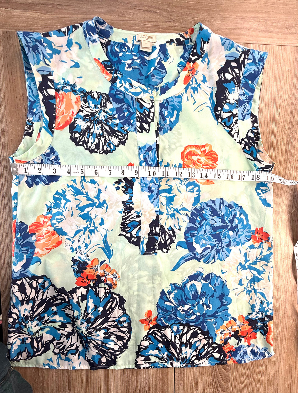 J Crew sleeveless top blue floral summer top measuring 38" bust