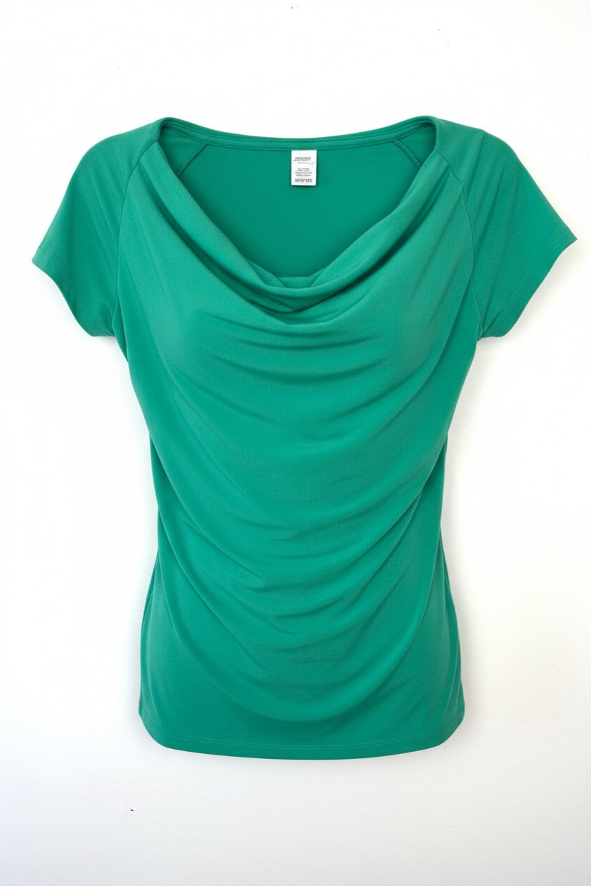 Jockey Emerald Green Draped Cowl Neck Top | XS at Blue Sparrow Shop