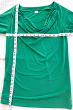 Jockey Emerald Green Draped Cowl Neck Top | XS at Blue Sparrow Shop measuring 32" bust and 27" shoulder to hem