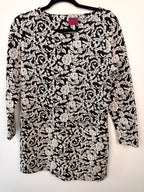 Joules Black & Cream Floral Jacquard Tunic Dress | Size 8 on hanger