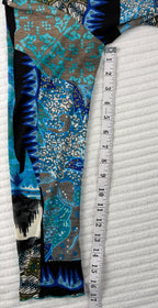 Judy Pannou Designs — Canadian Artisan Multi-Print Open Cardigan, Ashton ON  at Blue Sparrow Shop Canadian Resale Reimagined  measuring 17" sleeve 