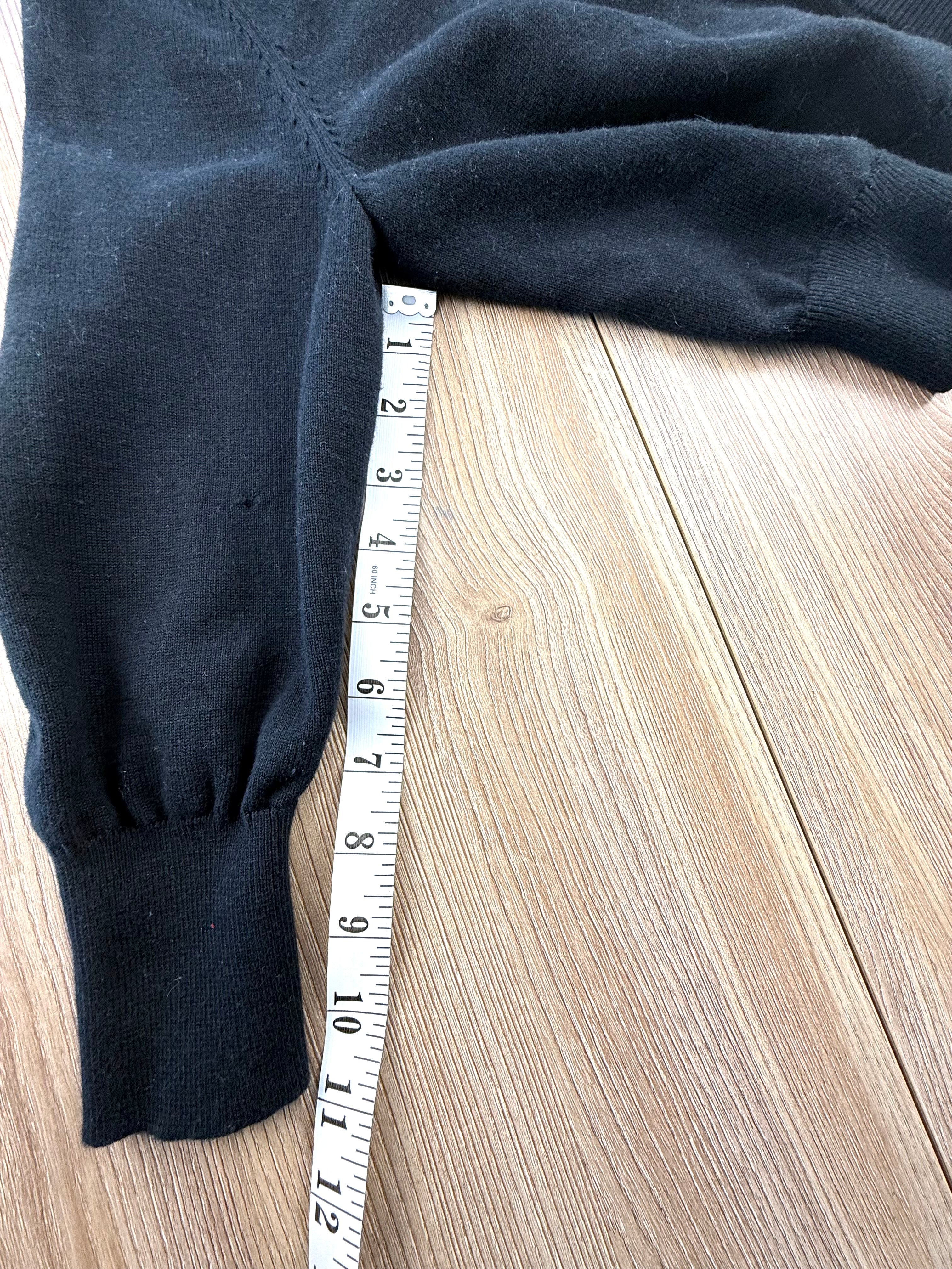 Karl Lagerfeld Paris cropped Black Cardigan measuring 11" sleeve length