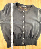 Karl Lagerfeld Paris cropped Black Cardigan measuring 17" shoulder to hem 