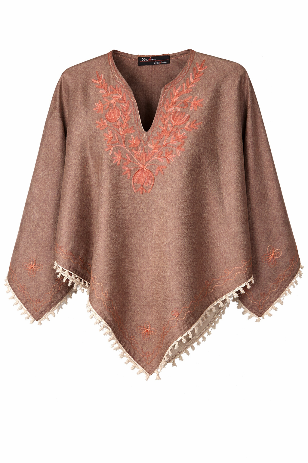 Kashmir Handloom Embroidered Poncho at Blue Sparrow Shop