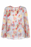 Kensie Floral Sheer Blouse | Size M at Blue Sparrow Shop