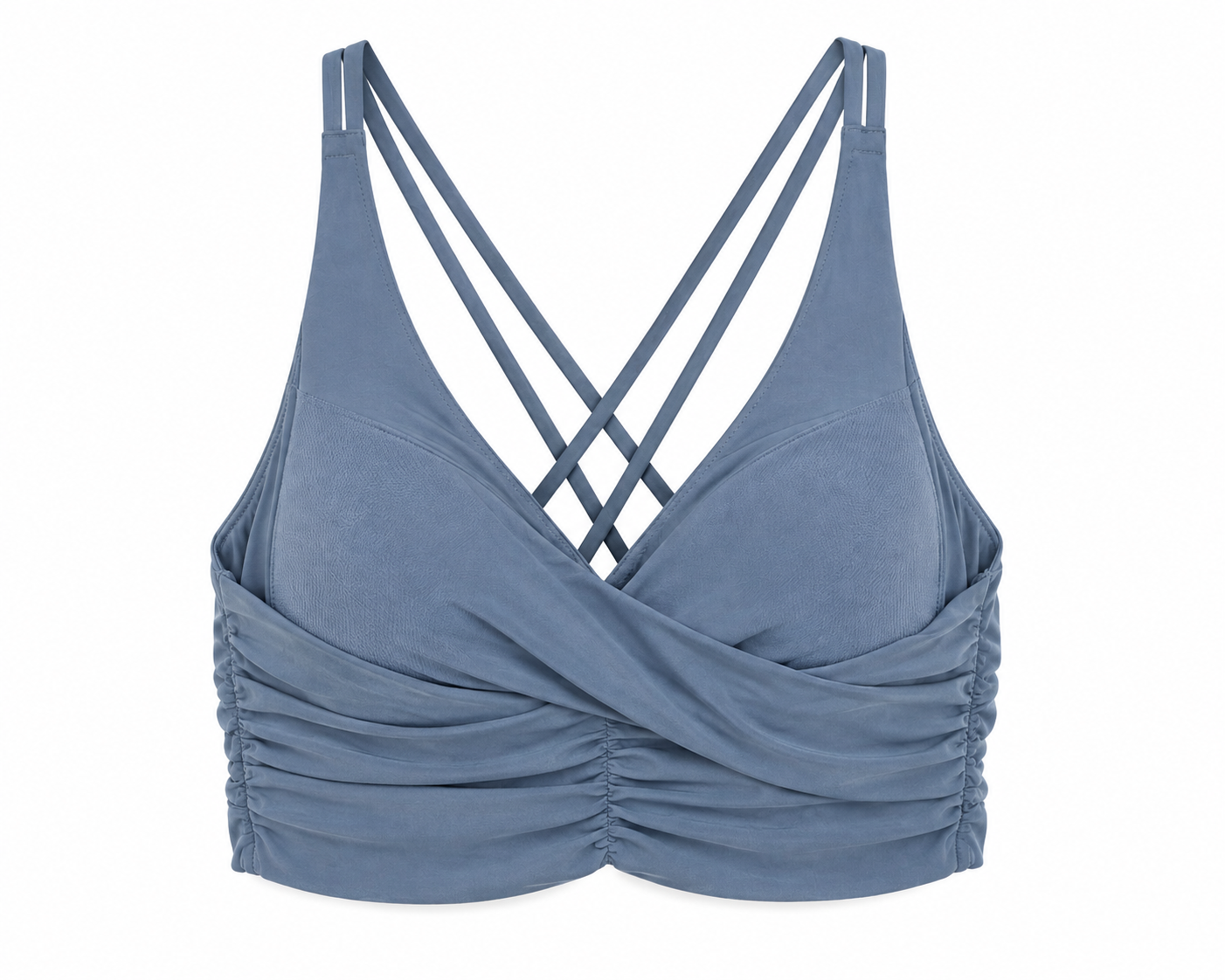 Knix Blue Wrap Front Sports Bra Top | Cross Back | Size L background removed