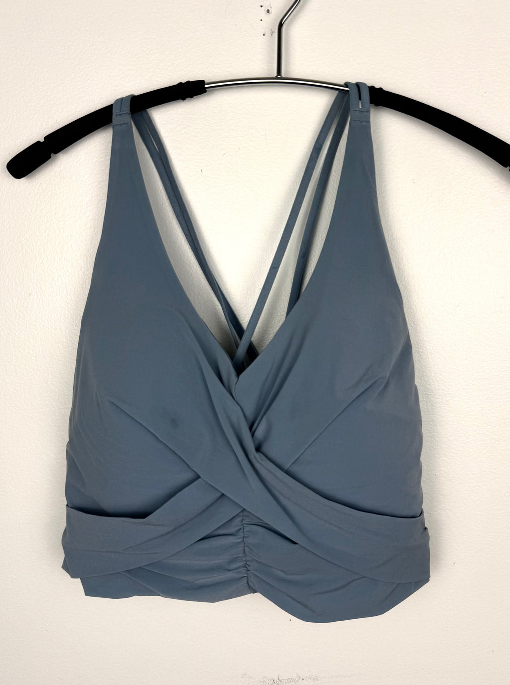 Knix Blue Wrap Front Sports Bra Top | Cross Back | Size L on hanger