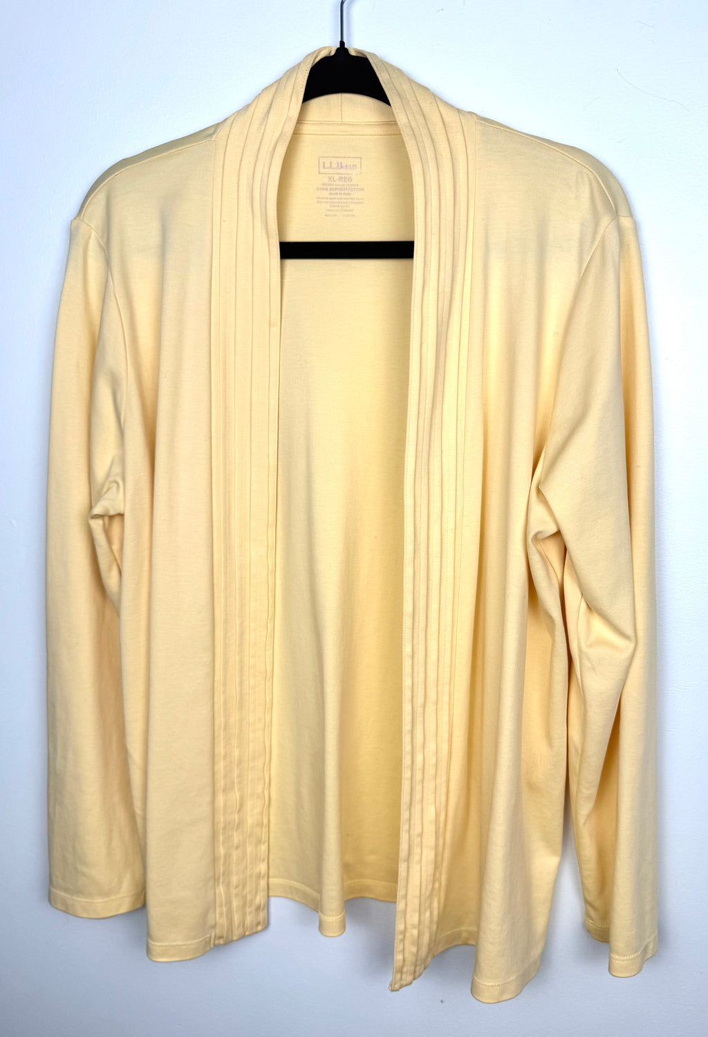 L.L. Bean Supima 100% Cotton Cardigan on hanger